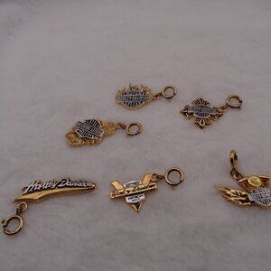 Harley-Davidson 925 Sterling Silver Gold Overlay 6 Charms Pendants Franklin Mint